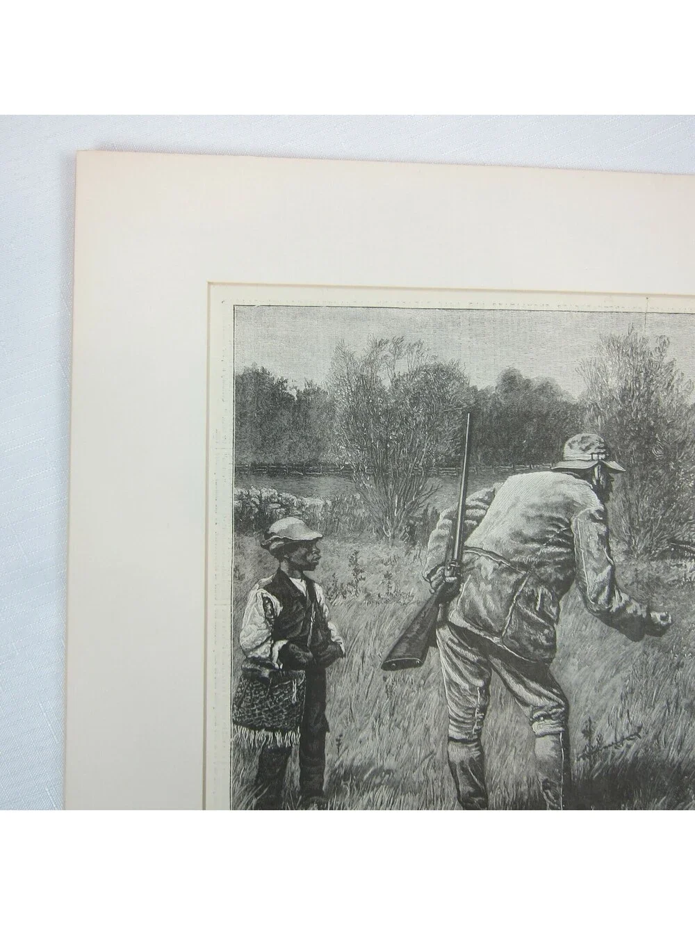 Antique 1880 Wood Engraving Print Gun-Shy Black Hunter Scared Dog Harpers Weekly